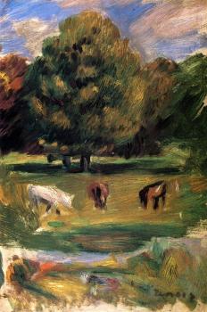 Pierre Auguste Renoir : Landscape with Horses